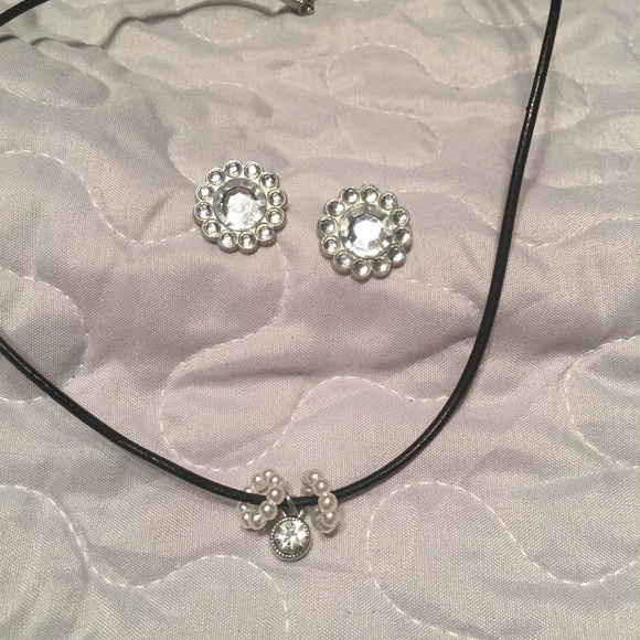 Necklace & earrings set custom made leather cord - Picture 4 of 8